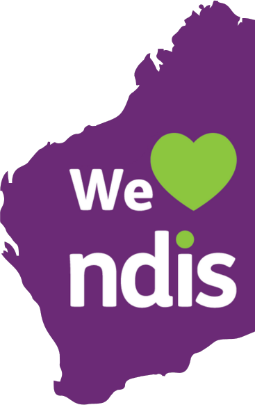We Love NDIS logo WA background.