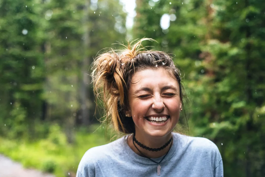 happy woman outside